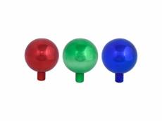 Lot de 3 sphères en verre - rouge/vert/bleu- d 11,9 x h 15,4 cm