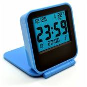 Mini petits réveils de voyage numériques avec veilleuse LCD, horloge de voyage à piles, mini horloge de température de poche pliable portable pour