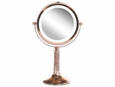 Miroir de maquillage éclairage led ø 18 cm rose doré