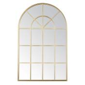 Miroir fenêtre arche en métal doré 90x140