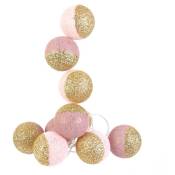 Mobilibrico - Guirlande Boule 10 Led Rose Glitter Or