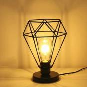 Moderne industrielle Cage de diamant Lampe de table,lampadaire avec Vintage design Industriel,lampe de chevet,Cage en métal lampe de table,no