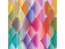 Papier peint panoramique rhombes graphiques rose, rouge, violet, vert et bleu - 158917 - 2,79 x 2,79 m 158917