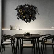 Plafonnier salon Leaves lamp noir Leaves suspension chambre noir, or, métal, 4x douilles E14, DxH 70x150 cm