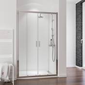 Porte de douche coulissante, verre 6 mm, 4 éléments, profilé aspect chromé, Impériale Schulte 160 x 200 cm