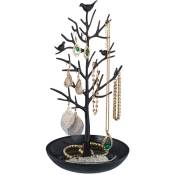 Relaxdays - Porte-bijoux en forme d'arbre, pour colliers, boucles d'oreilles, bracelets, HxLxP 30 x 16 x 15 cm, noir