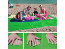 Shop-story - sand free mat green : serviette de plage drap anti-sable avec crochet - 150 x 200 cm