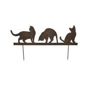 Silhouette chats sur pique en fonte 60x19 cm
