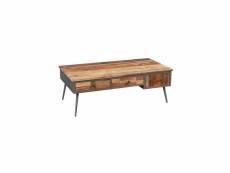 Table basse 3 tiroirs bois massif patchwork - anzia