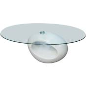 Table basse avec dessus de table en verre ovale Blanc