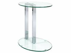 Table d'appoint en métal chromé et verre trempé - dim : l45 x h50 x p35 cm