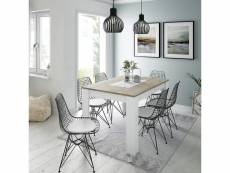 Table extensible, avec structure blanche et étagère couleur chêne, dimensions 140 x 78 x 90 cm 8052773576598