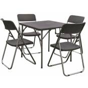 Table pliante avec chaises incluses ensemble de table en résine en acier avec 4 chaises anthracites jardin voici
