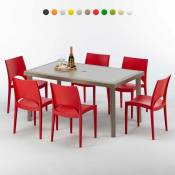 Table rectangulaire et 6 chaises Poly rotin resine
