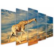 Tableau 5 parties Tableau photo girafe dans le sable