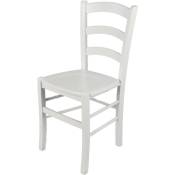 Tommychairs - Chaise venezia pour cuisine, bar et salle à manger, robuste structure en bois de hêtre laqué en couleur blanc et assise en bois - Laqué