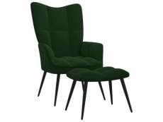 Vidaxl chaise de relaxation avec repose-pied vert foncé velours