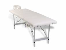 Vidaxl table pliable de massage blanc beige 4 zones au cadre aluminium