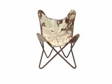 White Brown Butterfly Chair cowhide leather. eassy-