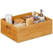 1x Caisse de rangement bambou, solide, boîte sans couvercle, h x l x p : 40 x 30 x 14 cm, salle de bain, cuisine, nature