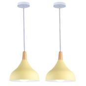 2 pcs simple lampe suspension créative E27 éclairage intérieur chambre salon lustre suspension (jaune) - Jaune