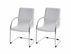 2x chaise de conférence samara, chaise visiteurs cantilever, similicuir ~ blanc