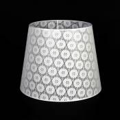 Abat-jour en tissu blanc brodé au design campagnard pour lampadaire avec culot E27 H:35 cm Ø38cm - Blanc - Blanc