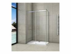 Aica porte de douche cabine de douche coulissante 100x90x195cm avec receveur de douche