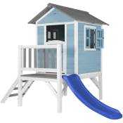 AXI - Maison Enfant Beach Lodge xl en Bleu avec Toboggan Bleu Maison de Jeux en Bois ffc pour Les Enfants Maisonnette / Cabane en Bois