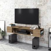 Azura Home Design - Meuble tv suspendu peti noyer 135 cm