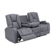 Canapé 3 places relax électrique en tissu microfibre gris el clarence - gris