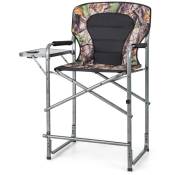 Chaise de camping pliante avec table latérale amovible charge 150 kg chaise de pêche avec porte-gobelet pour chasse randonnée - Or