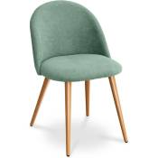 Chaise de salle à manger - Tapissée en tissu - Style scandinave - Evelyne Bleu pastel - Métal finition effet bois, Tissu, Bois - Bleu pastel