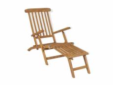 Chaise de terrasse avec repose-pied bois de teck solide
