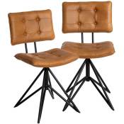 Chaise en cuir marron et métal Alex (lot de 2) - Marron