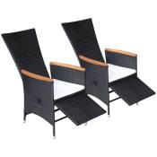 Chaise inclinable de jardin 2pc et coussins Résine tressée Noir - Inlife