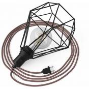 Creative Cables - Table Snake - Lampe plug-in avec douille et cage Diamond | Noir - Noir