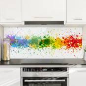 Crédence en verre - Rainbow Splatter - Panorama Dimension: 50cm x 125cm