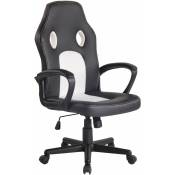 Design sportif de chaise de bureau en cuir eco avec roues hauteur réglable différentes couleurs Couleur : Noir et blanc