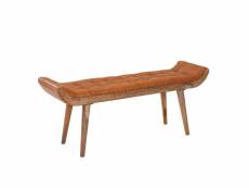 Finebuy banc cuir véritable banc en bois massif marron 125x50x38 cm chesterfield | banc tapissé design couloir | banquette-lit en cuir 2 personnes | b