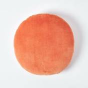 Homescapes - Coussin rond en velours Orange, 40 cm
