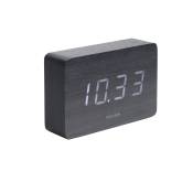 Horloge réveil en bois h. 10 cm noir