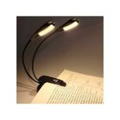 Lampe de lecture/pupitre de musique rechargeable à 12 led, lampe de lecture à clipser dans le lit, double protection des yeux