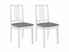 Lot de 2 pcs chaises à dîner avec coussins blanc bois solide - blanc - 49 x 40 x 88,5 cm