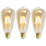 Lot de 3 lampes led E27 dimmables ST64 goldline 5W