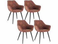 Lot de 4 chaises de salle à manger assise en tissu scientifique-chaises de cuisine-brun-41x45x84cm