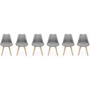 Lot de 6 chaises scandinaves. pieds bois de hêtre. chaises 1 place. gris - Gris