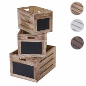Mendler Set de 3 boîtes de rangement HWC-E11, style shabby ~ couleur bois