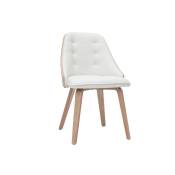 Miliboo - Chaise design blanc et bois clair fluffy