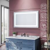 Miroir de salle de bains - Miroirs cosmétiques muraux - Miroir avec led illumination - Anti-buée avec éclairage led - Avec prise rasoir